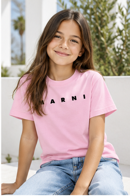 Youth Kids Marni Cotton T-Shirt | Color: Pink | Image 3
