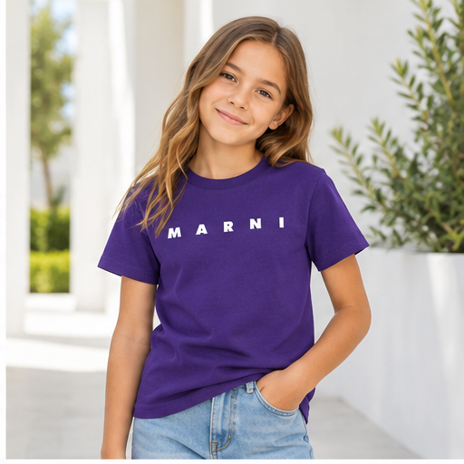 Youth Kids Marni Cotton T-Shirt | Color: Purple | Image 3