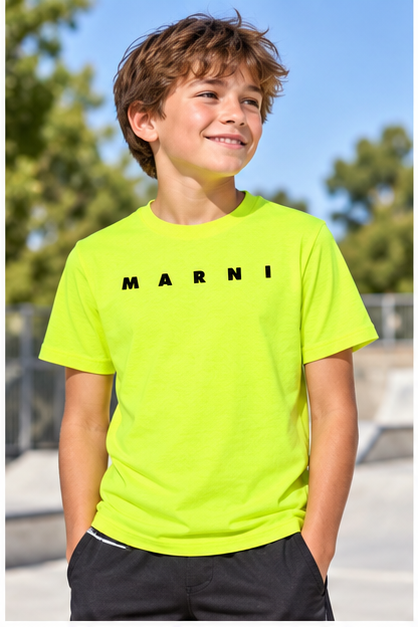 Youth Kids Marni Cotton T-Shirt | Color: Safety Green | Image 2