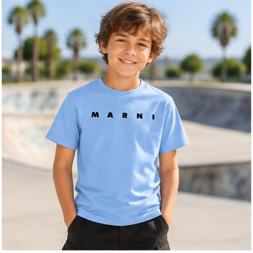 Youth Kids Marni Cotton T-Shirt | Color: Sky Blue | Image 2