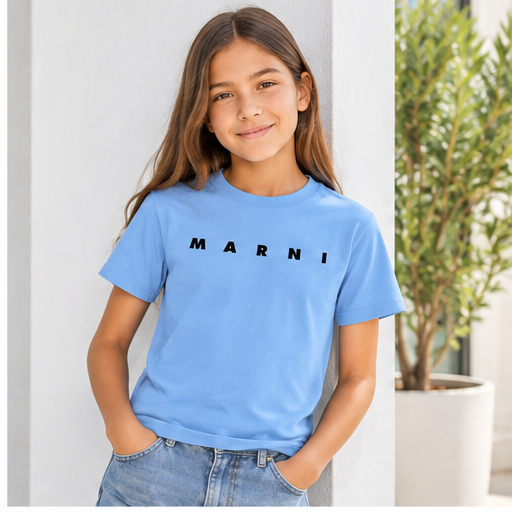 Youth Kids Marni Cotton T-Shirt | Color: Sky Blue | Image 3