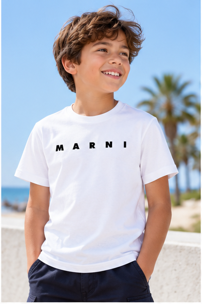 Youth Kids Marni Cotton T-Shirt | Color: White | Image 2