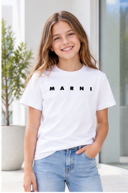 Youth Kids Marni Cotton T-Shirt | Color: White | Image 3