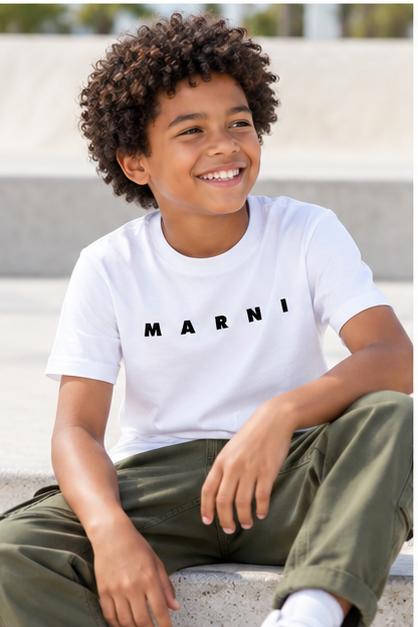 Youth Kids Marni Cotton T-Shirt | Color: White | Image 4