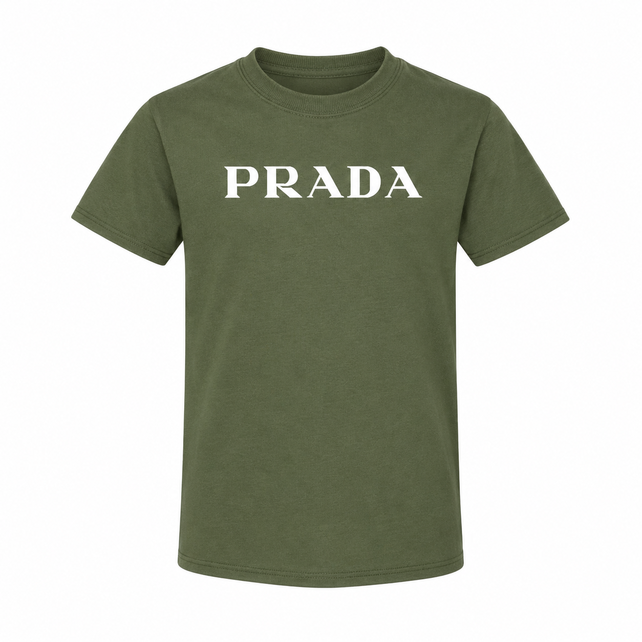 Youth Kids Prada Cotton T-Shirt - Army Green - hero