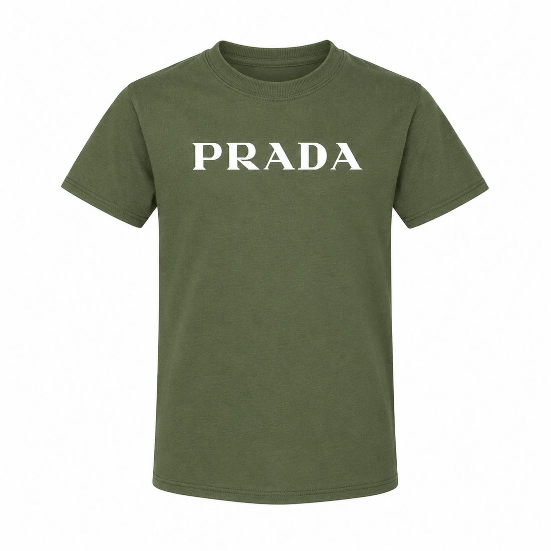 Youth Kids Prada Cotton T-Shirt - Army Green - hero