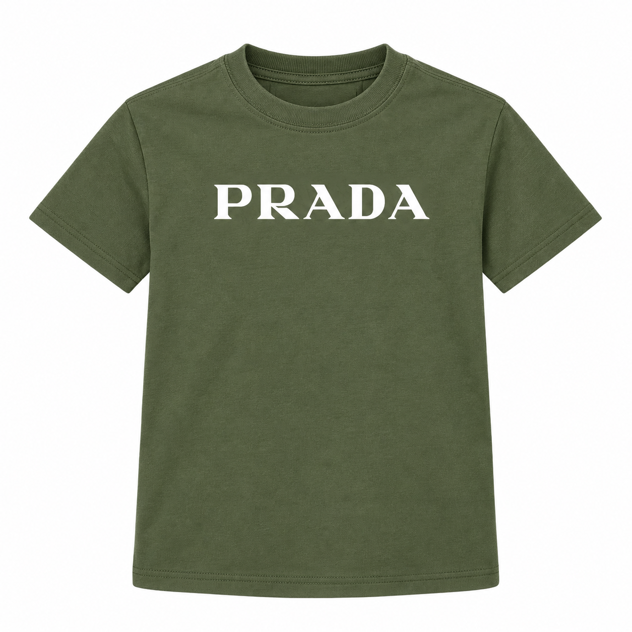 Youth Kids Prada Cotton T-Shirt - Army Green - detail