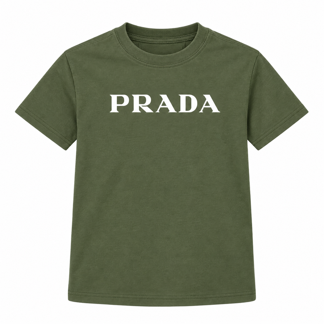 Youth Kids Prada Cotton T-Shirt - Army Green - detail