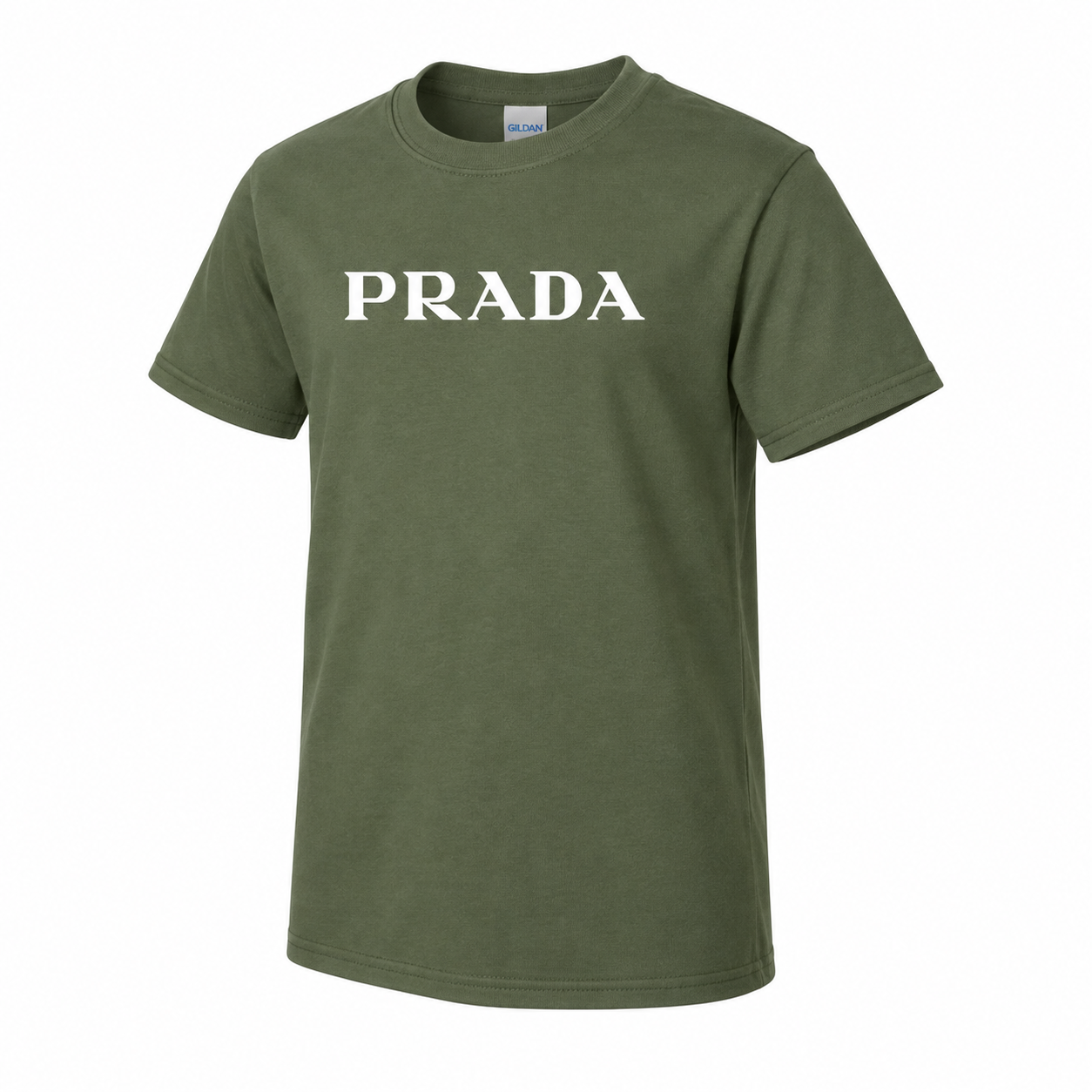 Youth Kids Prada Cotton T-Shirt - Army Green - three-quarter