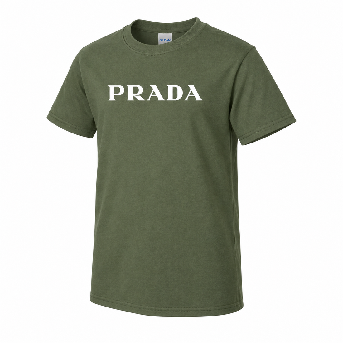 Youth Kids Prada Cotton T-Shirt - Army Green - three-quarter
