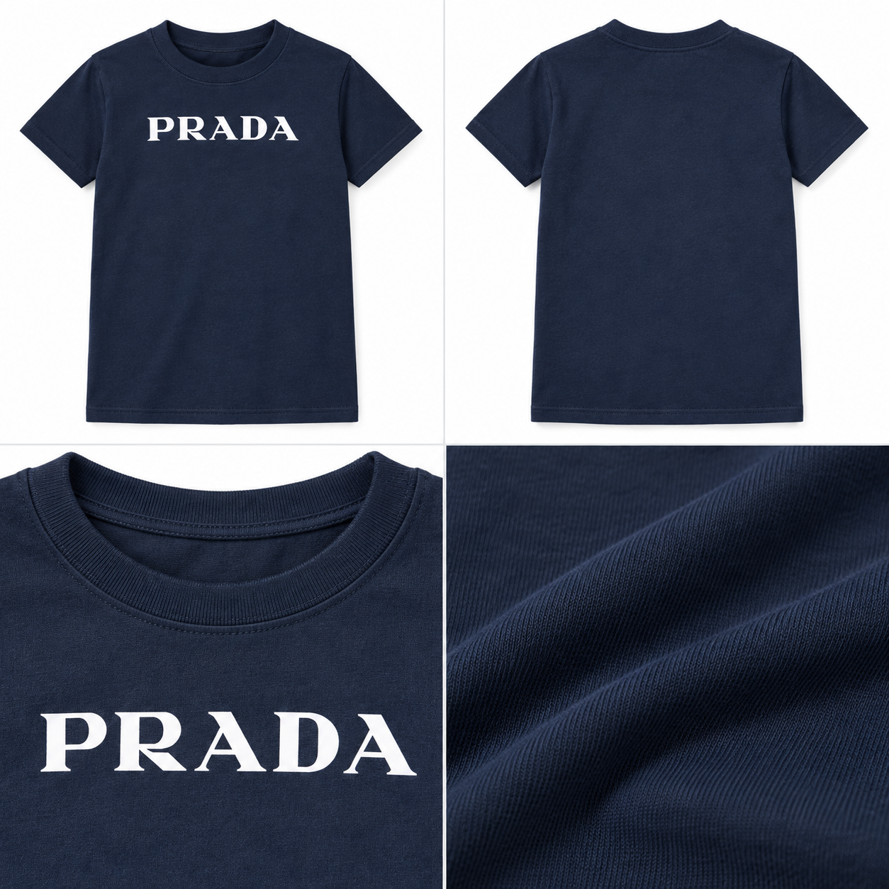 Youth Kids Prada Cotton T-Shirt - Navy - detail