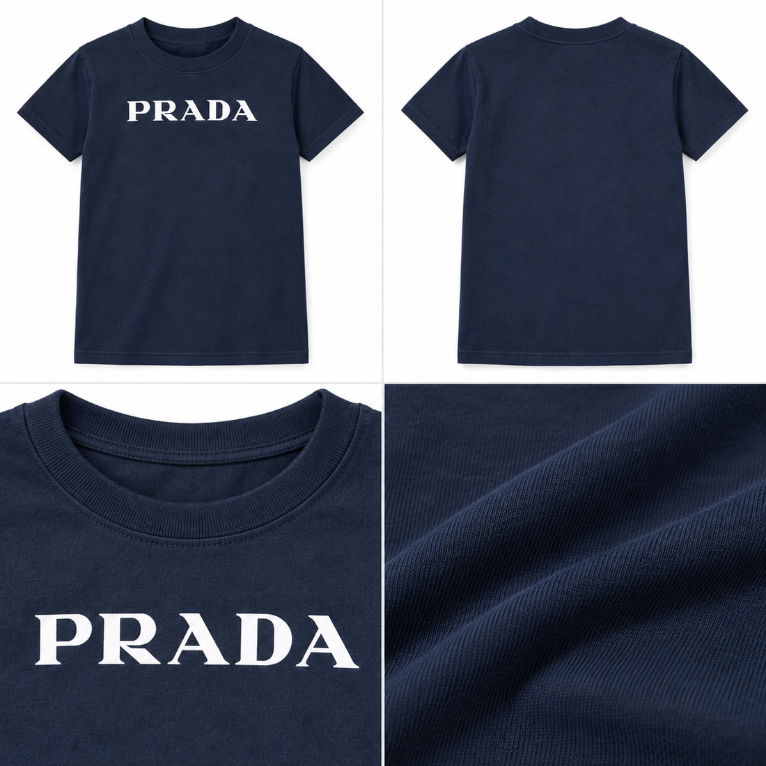 Youth Kids Prada Cotton T-Shirt - Navy - detail