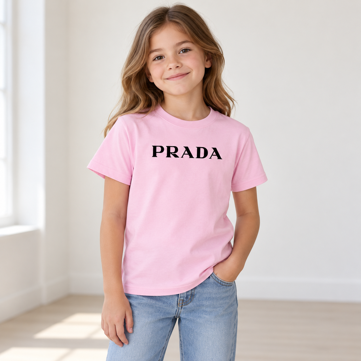 Youth Kids Prada Cotton T-Shirt - Pink - lifestyle