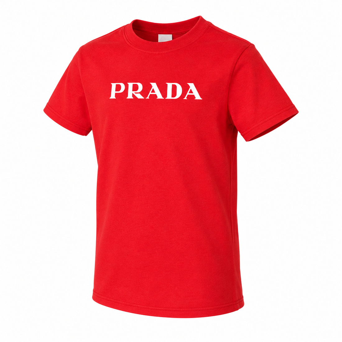 Youth Kids Prada Cotton T-Shirt - Red - three-quarter