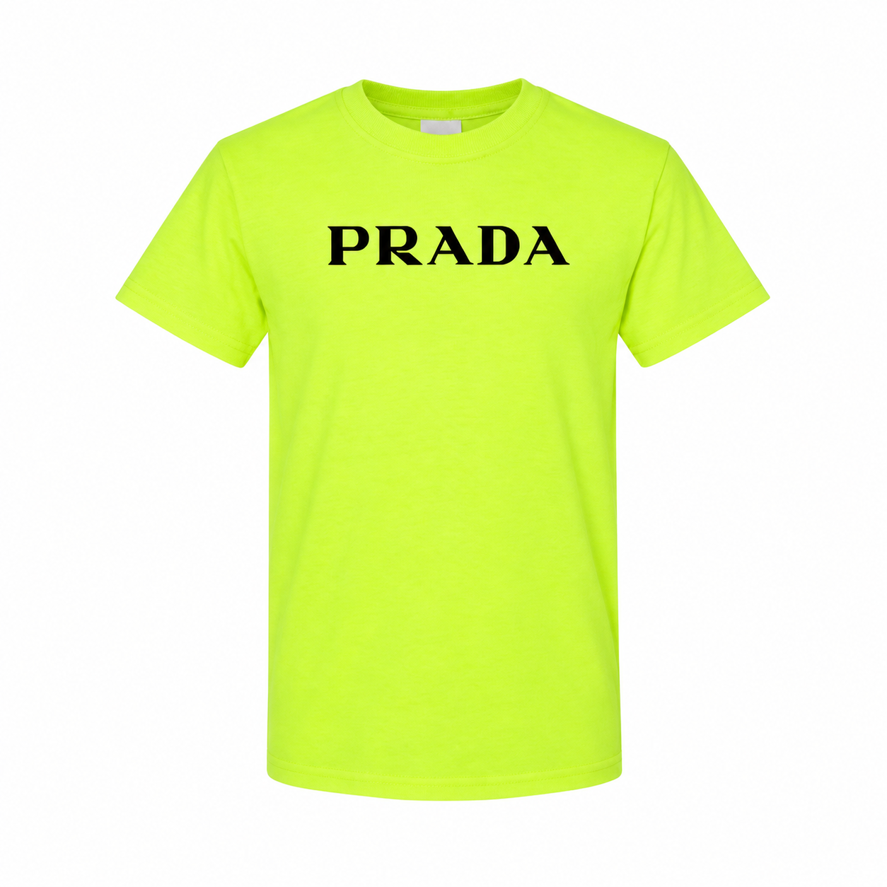 Youth Kids Prada Cotton T-Shirt - Safety Green - hero