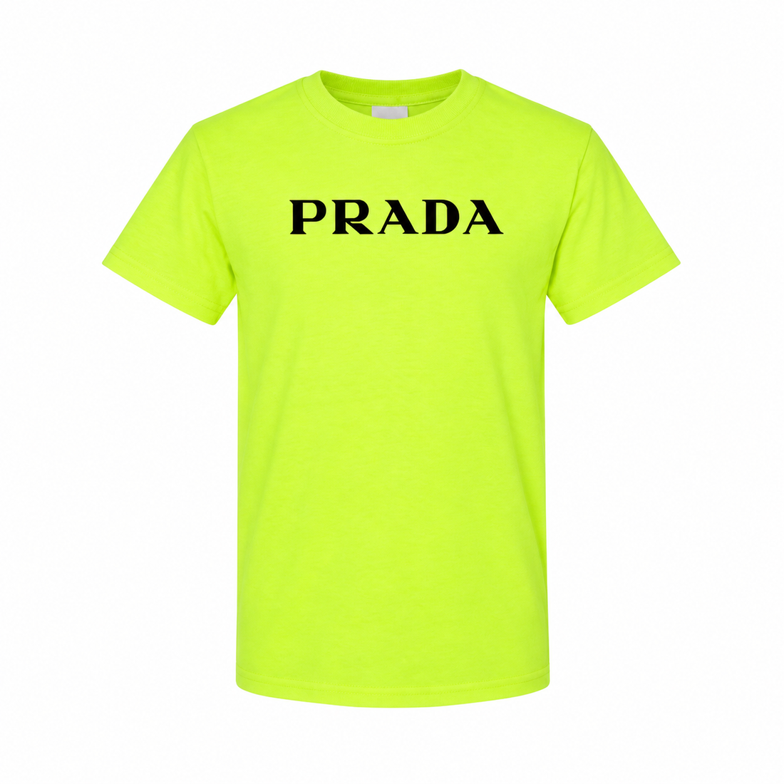 Youth Kids Prada Cotton T-Shirt - Safety Green - hero