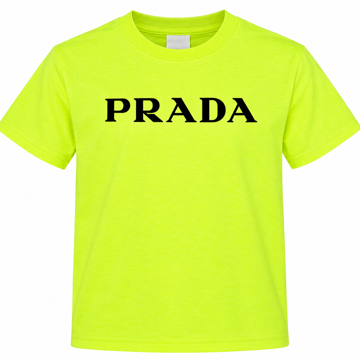 Youth Kids Prada Cotton T-Shirt - Safety Green - detail