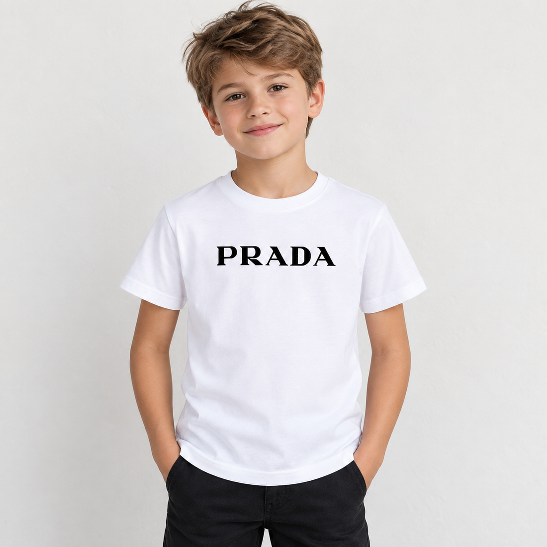 Youth Kids Prada Cotton T-Shirt - White - lifestyle
