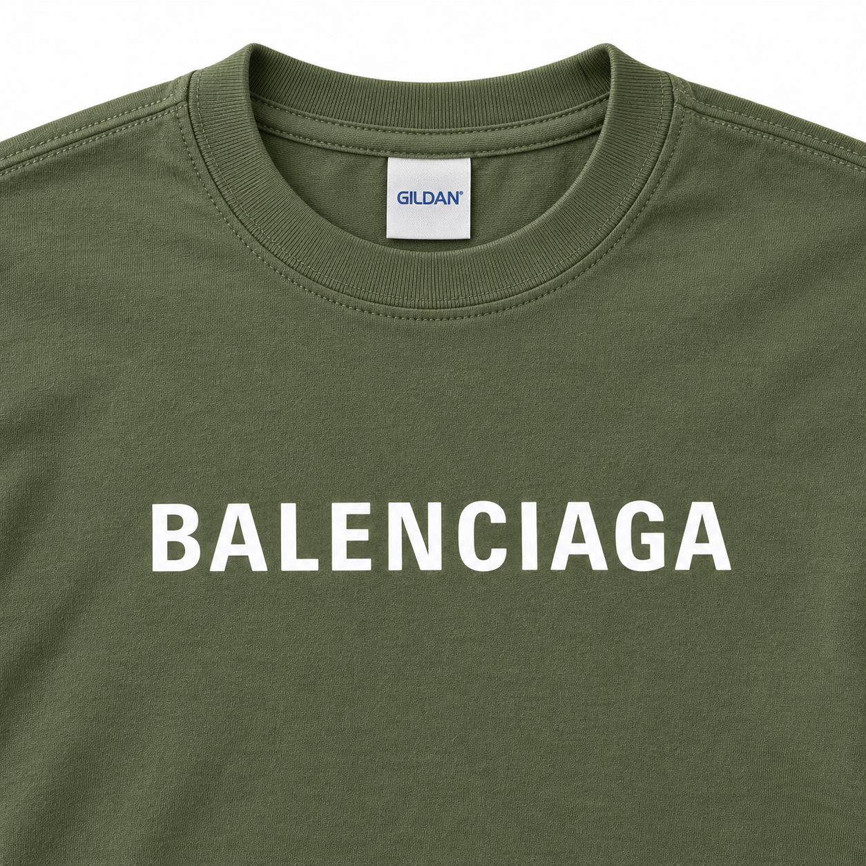 Youth Kids Balenciaga Cotton T-Shirt army green print detail