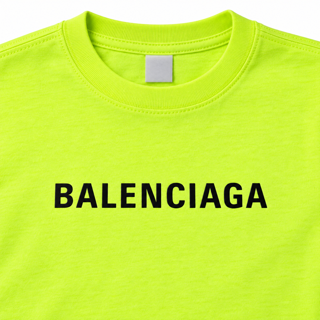 Youth Kids Balenciaga Cotton T-Shirt safety green print detail