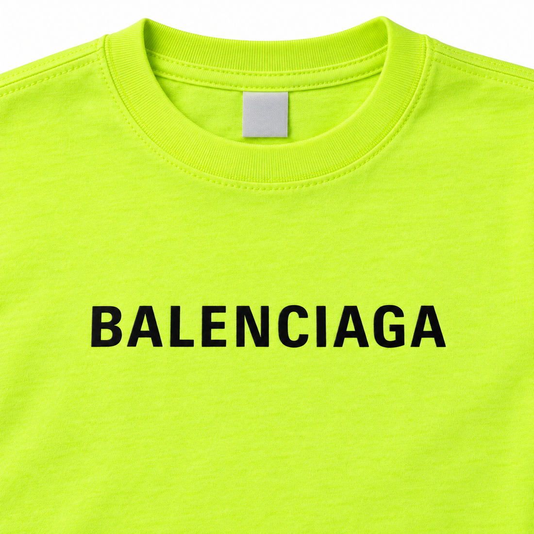 Youth Kids Balenciaga Cotton T-Shirt safety green print detail