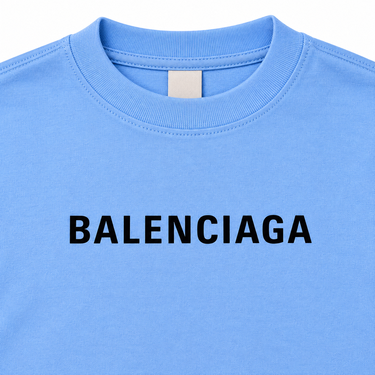 Youth Kids Balenciaga Cotton T-Shirt sky blue print detail