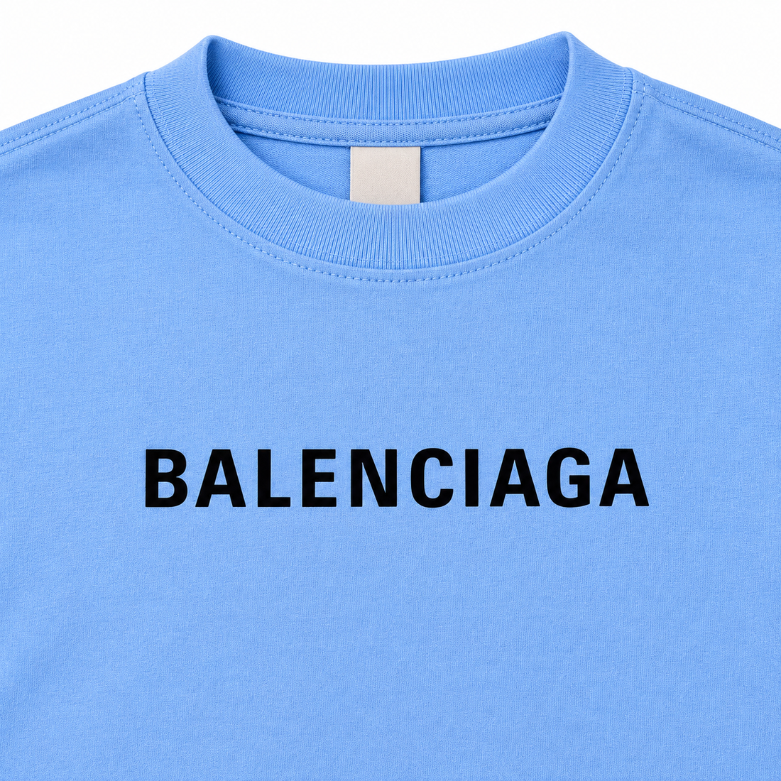 Youth Kids Balenciaga Cotton T-Shirt sky blue print detail